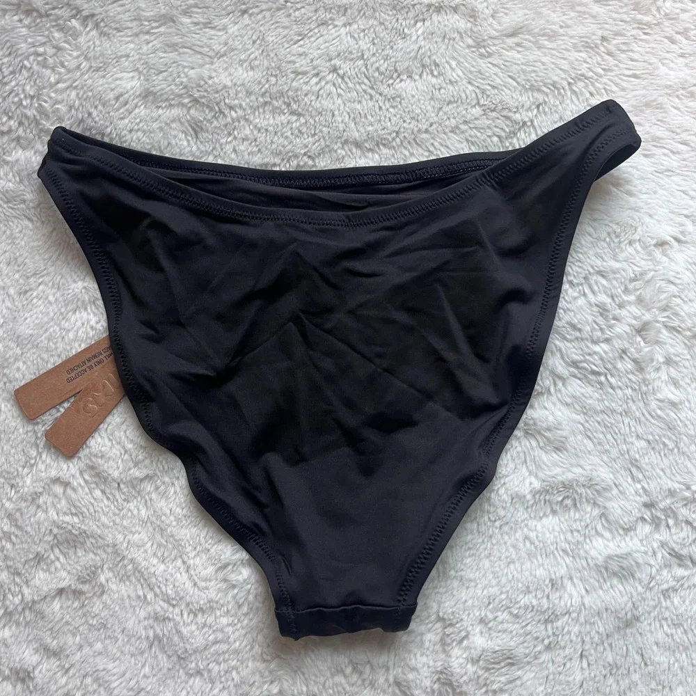 SKIMS Women's Recycled Swim Mid Coverage Bottom Onyx Black Size XS BB-BRF-3980